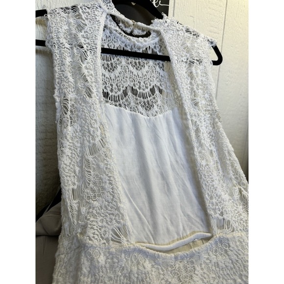 FREE PEOPLE Intimately Womens Large Dress White Lace Sleeveless SEXY Open Back - Picture 6 of 10